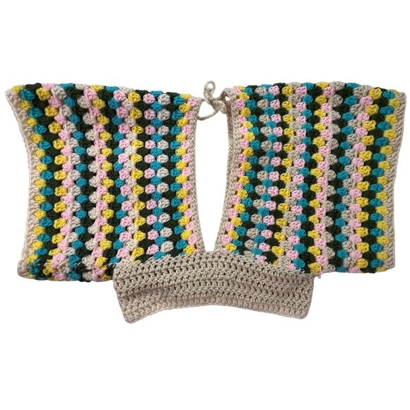 Handmade Crochet Granny Square Shrug Bolero XXS Tie Back Boho Festival Crop Top - Picture 3 of 11